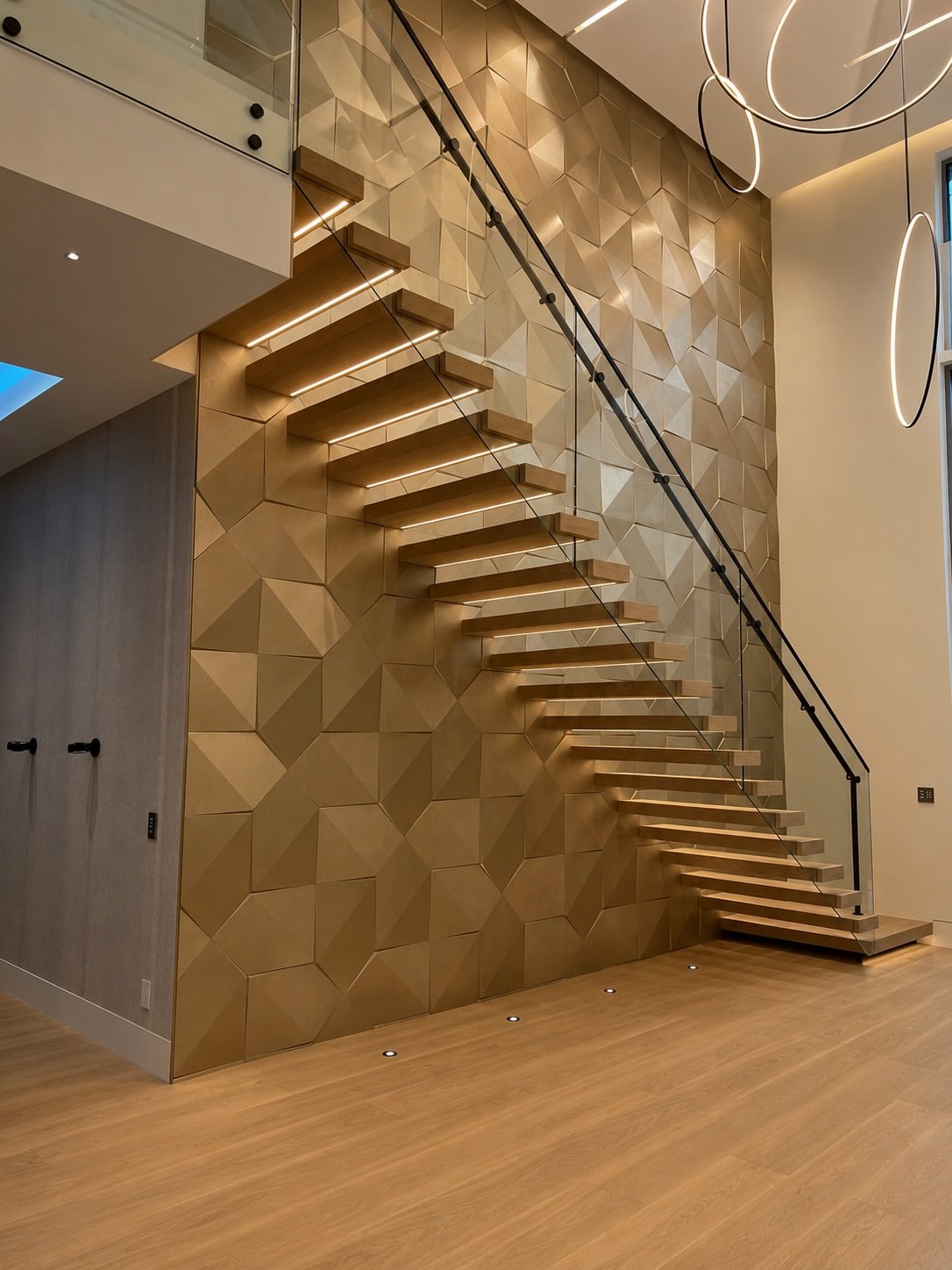 Feature wall staircase by Polaris Stair & Designs